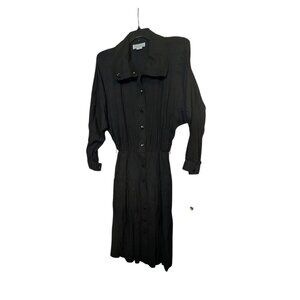 Jackie Bernard For Eklektic Black Button-Up Midi Dress Size 12 Made In USA